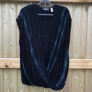 Cynthia Krause Weavers Cocoon Wrap Sweater OS Purple Blue Chenille Vest